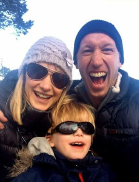 Charlie Potter with his parents Rachel and Graham Potter.